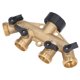 thumbnail image 4 of Divisor de manguera de jardín, conector de latón resistente de 4 vías, adaptador de espiga de 3/4 pulgadas con 4 válvulas, 4 of 8