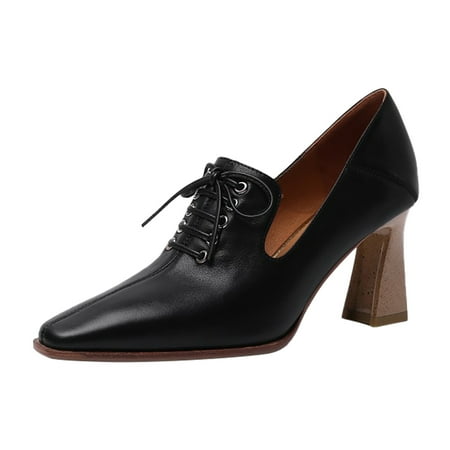 

KI-8jcuD Working Shoes For Women Women S Retro English Style Pointed Thick Heel French Single Shoes Shoes Womens Casual Heel Formal Tennis Shoes Women Womens Dress Casual Shoes Size 6 Casual Slip On
