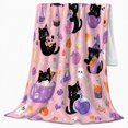 thumbnail image 2 of Adorable Black Cats autumn celebration, Playful Pet Portrait Pattern, Warm Flannel Blanket for Living Room and Bedroom with Detailed Artwork, Cat Lovers autumn celebration Gift, Pet Lover Home Decor, 2 of 9