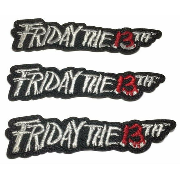 Friday the 13th Movie Name Logo 4" Wide Embroidered Patch Set of 3 Patches
