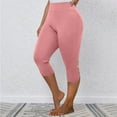thumbnail image 2 of safuny Women's Yoga Legging Capri Pants Fall Graphic Solid Color Relaxed High Waist Trousers Running Sports Stretch Girls Trendy Pink M, 2 of 9