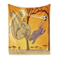 thumbnail image 1 of Animal Soft Flannel Fleece Throw Blanket, and Hippo Playing Football Cartoon Print Animal Design, Cozy Plush for Indoor and Outdoor Use, 50" x 70", Orange Umber Purple, by Ambesonne, 1 of 6