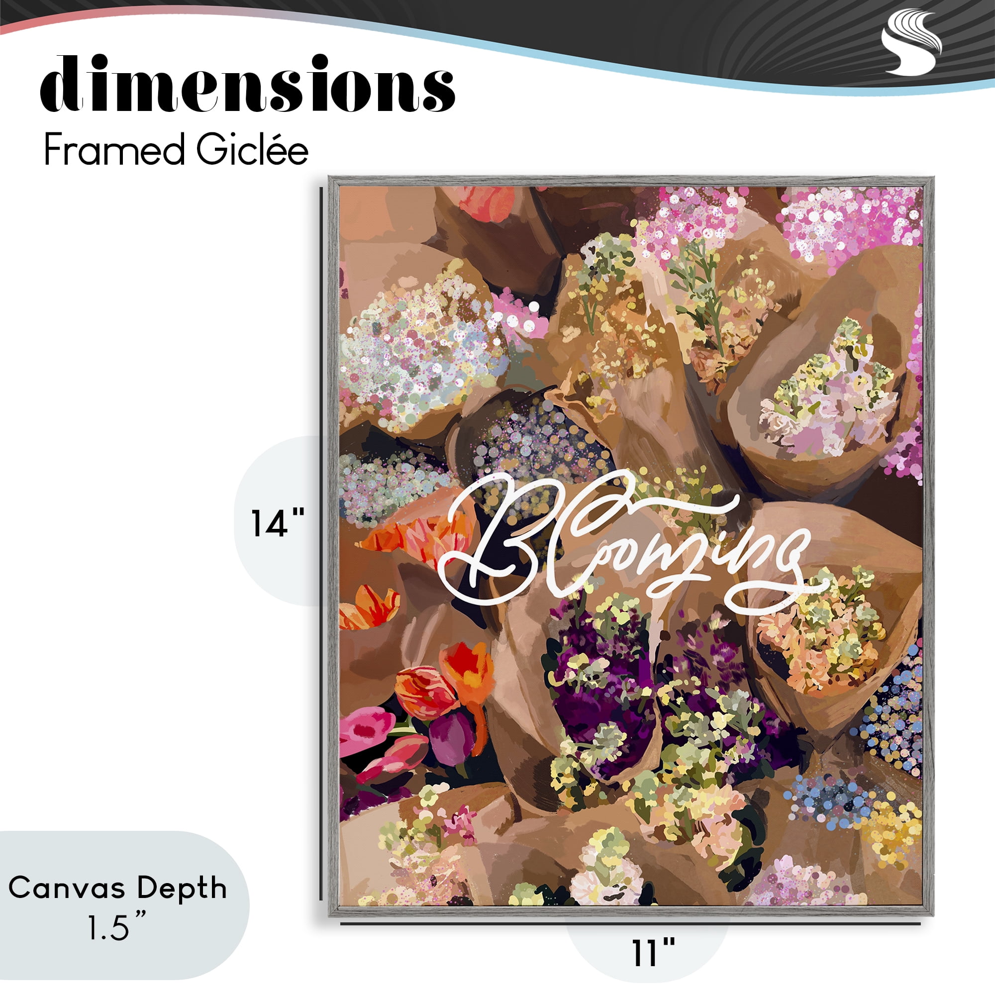 Stupell Industries Blooming Spring Bouquets Gray Framed Giclee Art, design by Amelia Noyes