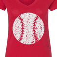 thumbnail image 4 of Inktastic Distressed Baseball in White Women's V-Neck T-Shirt, 4 of 5