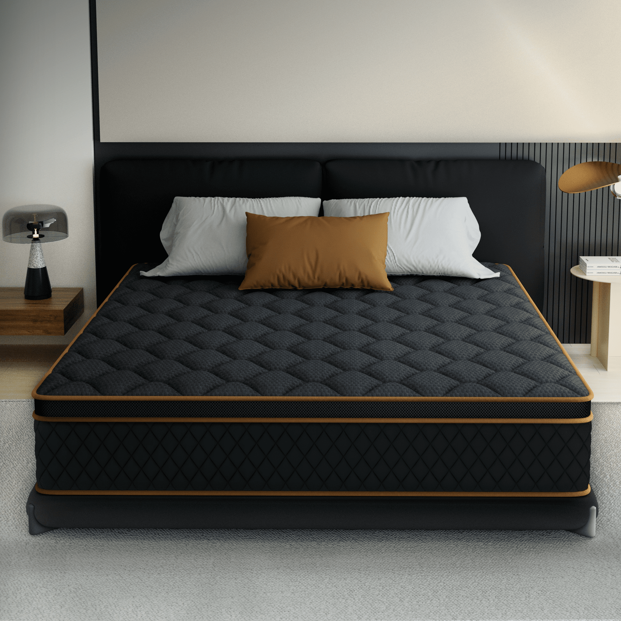 Mronae 12" Twin Mattress,Black Cooling Gel Memory & Spring Hybrid Medium Comfort Twin Size Mattress in a Box,Audlt,CertiPUR-US