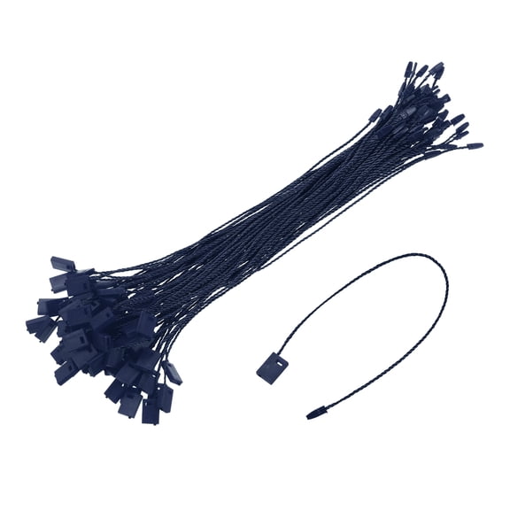 Uxcell 140Pcs Nylon Hang Tag String 6.7Inch Snap Lock Pins Loop Price Tag Fastener Plastic Tags Navy Blue