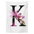 thumbnail image 3 of Ambesonne Letter K Tablecloth Rectangular Table Cover, Blooming Kaffir Lily K, 60"x90", Pink Green Black, 3 of 4