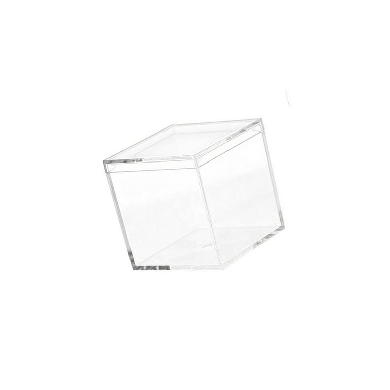 Yesbay Clear Acrylic Plastic Square Cube ,4Pcs Small Box with Lid Case  Storage Boxes for Candy Pill and Tiny Jewelry 