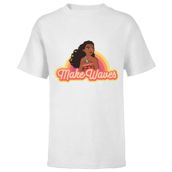 Disney Princess Moana Make Waves Rainbow - Short Sleeve T-Shirt for Kids - Customized-White