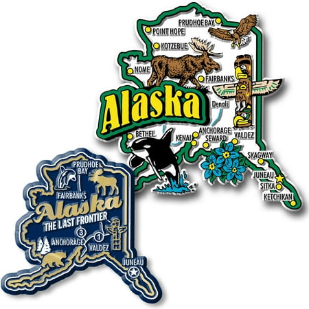 

Alaska Jumbo & Premium State Map Magnet Set by Classic Magnets 2-Piece Set