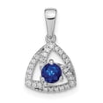 thumbnail image 1 of Diamond2Deal 14K Pendentif Triangle Or Blanc Diamant et Saphir Bleu pour Femmes, 1 of 7