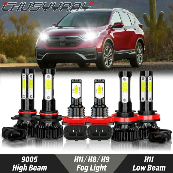 For Honda CR-V 2015-2021 LED Headlight High Low Beam Fog Light Bulbs Kit 6000K White Super Bright 6x