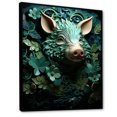 thumbnail image 2 of Designart "Hog Amidst Emerald Flowers" Animals Pig Floater Framed Canvas Wall Art, 2 of 5