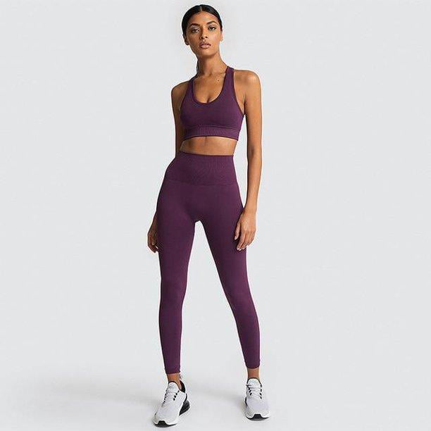 Women YOGA Bra Workout Gym Fitness Leggings Pants Athletic Sports Clothes Set 