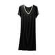 thumbnail image 2 of Karight Womens Soft Cotton T Shirt Dress Summer Short Sleeve Casual V Neck Sleepshirts Loose Long Nightdress House Dress, 2 of 6