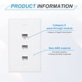thumbnail image 4 of Cat 6 Ethernet Wall Plate, 3 Port RJ45 Key-stone Jack Wall Plates, White, 4 of 6