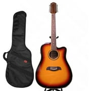 Oscar Schmidt 12 String A/E Guitar & Kaces HD Padded Gig Bag, Sunburst, OD312CETS-KA312