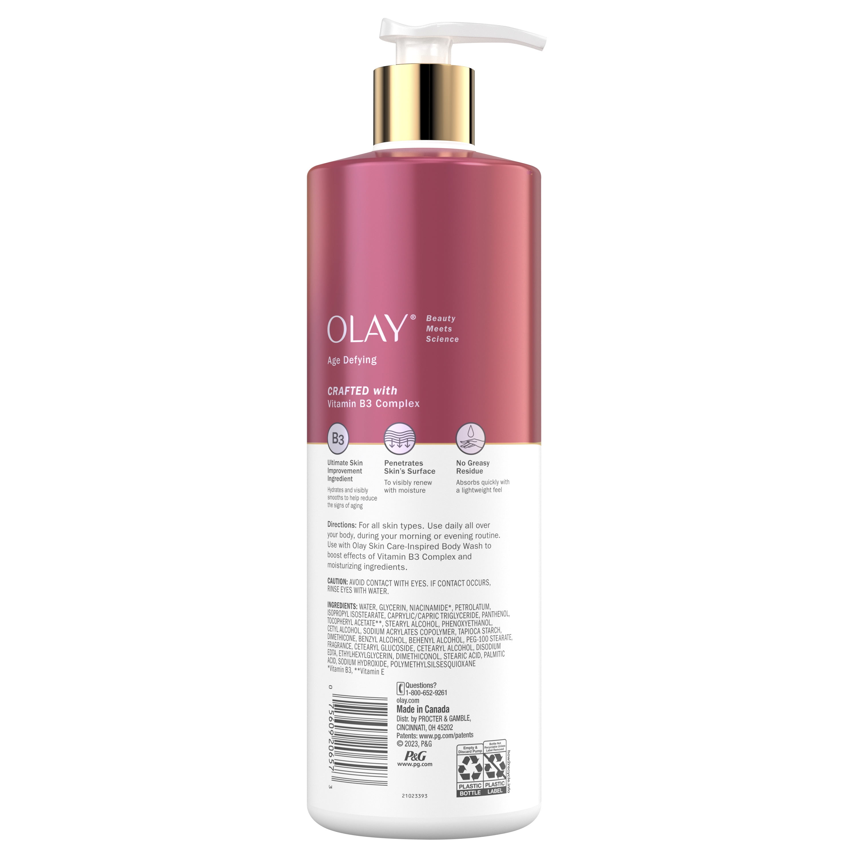 Olay Age Defying Body Lotion for Women, Niacinamide, 17 fl