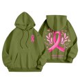 thumbnail image 5 of Oversized Sweatshirt for Women Pink Ribbon Print Cancer Awareness Hoodie Long Sleeve Fall Winter Pullover Tops (Green, S), 5 of 6
