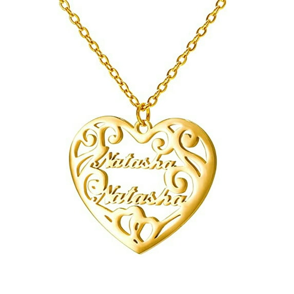 Custom Name Love Heart Pendant Personalized Name Heart Necklace for Women Valentine's Day Gift