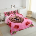 thumbnail image 3 of Feelyou Cartoon Bear Teens Queen Comforter Set, Kawaii Farmhouse Animal Bedding Sets, Romantic Rose Flower Reversible Bedding Comforter Set, Breathable Home Decor, 3 Pieces, 3 of 8
