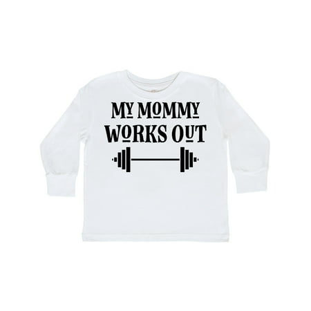 

Inktastic Exercise My Mommy Works Out Gift Toddler Boy or Toddler Girl Long Sleeve T-Shirt