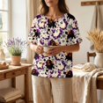 thumbnail image 4 of JULMCOMO Halloween Shirts for Women Cotton Linen Funny Witch Pumpkin Ghost Print Henley Trendy Tunic Tops Holiday Costume Graphic Tees Purple XL, 4 of 9