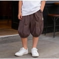 thumbnail image 2 of SROBPTY Boys Summer Pants Solid Linen Cropped Sweatpants Side Pocket for Daily Use 6M-12Y, 2 of 5