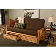 Kodiak Furniture Lodge Storage Futon with Linen Fabric Mattress in Natural/Brown
