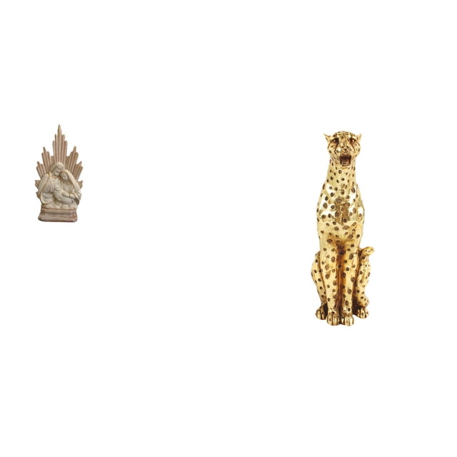 Escultura Clásica De Resina De La Sagrada Familia Y Guepardo Dorado Para Mesa De Oficina, Decoración Del Hogar, Adorno De Centro De Mesa Cristiano Católico.