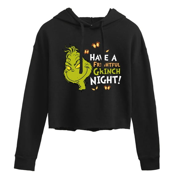 The Grinch - Have A Frightful Grinch Night - Juniors Cropped Pullover Hoodie