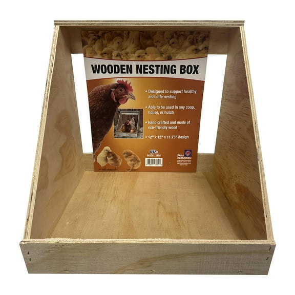 Farm Innovators Single Compartment Wood Nesting Box for Chickens and Ducks