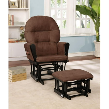 Naomi Home Brisbane Glider & Ottoman Set-Cushion Color:Chocolate,Finish:Black