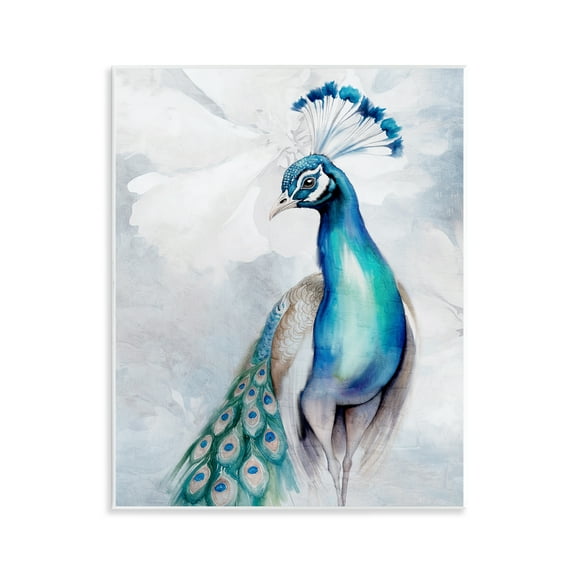 Stupell Industries Soft Elegant Peacock Portrait Animals Painting Unframed Art Print Wall Art, 11 x 14