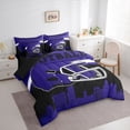 thumbnail image 3 of jejeloiu American Rugby Football 7-Piece Twin Bedding Sets,Purple Black Bedding Comforter Set For Boys Teens Reversible, 3 of 8