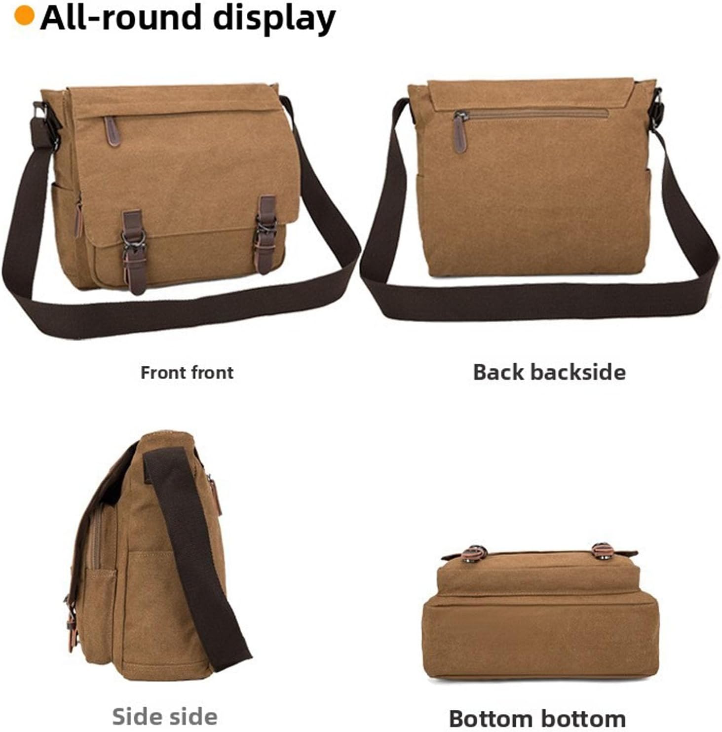 Large Vintage Canvas Messenger Shoulder Bag Travel Crossbody Purse Briefcase Business Bag for 15inch Laptop