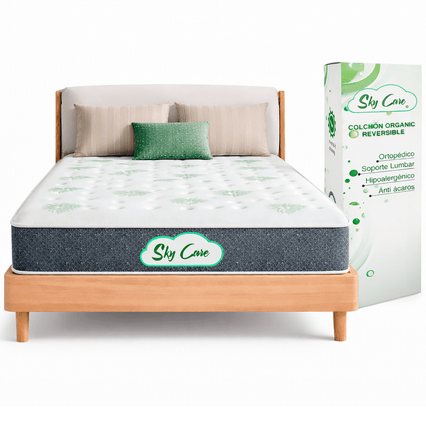 Colchón Matrimonial Sky Care en Caja Espuma Alta Densidad 18 cm Color Blanco