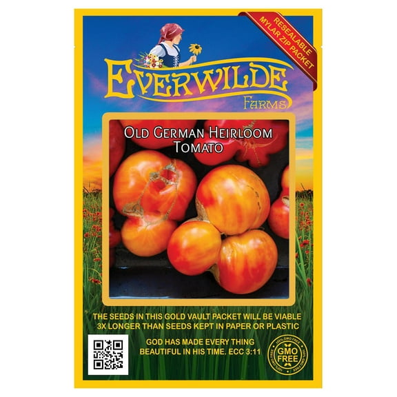 Everwilde Farms - 50 Old German Heirloom Tomato Seeds - Gold Vault Seed Packet