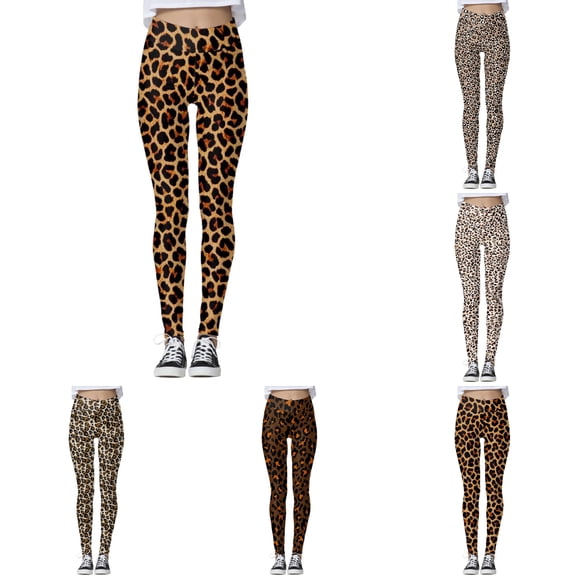 Arlun Leopard Print Leggings for Women High Waisted Tummy Control Soft Workout Yoga Pants Ladies Stretch Smooth and Seamless Tight Legging for Gym Running 5-Coffee XL