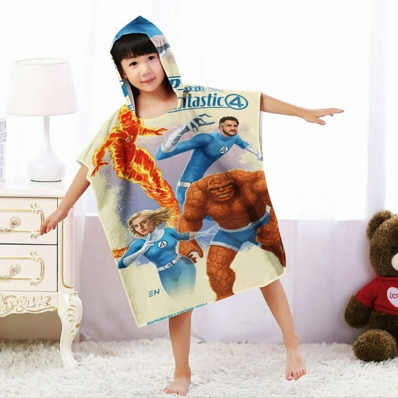 The Fantastic Four First Steps Hooded Beach Towel Poncho for Kid Girls Toddlers Boys Bath Pool Swim Cover-ups Swimwear Soft Lightweight Microfiber
