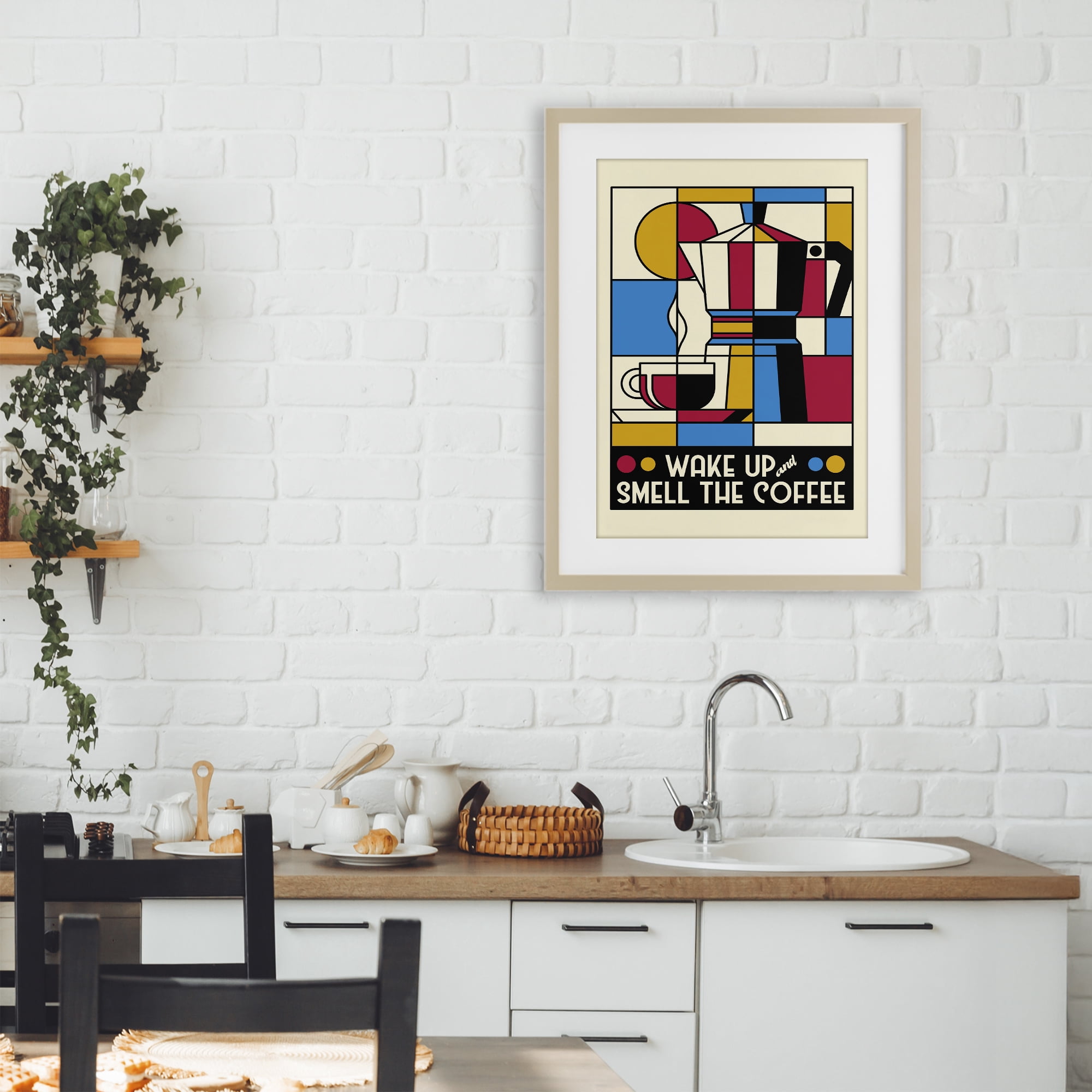 Stupell Industries Retro Wake Up & Smell Coffee Birch Framed Print Under Glass, design by Tobe Fonseca