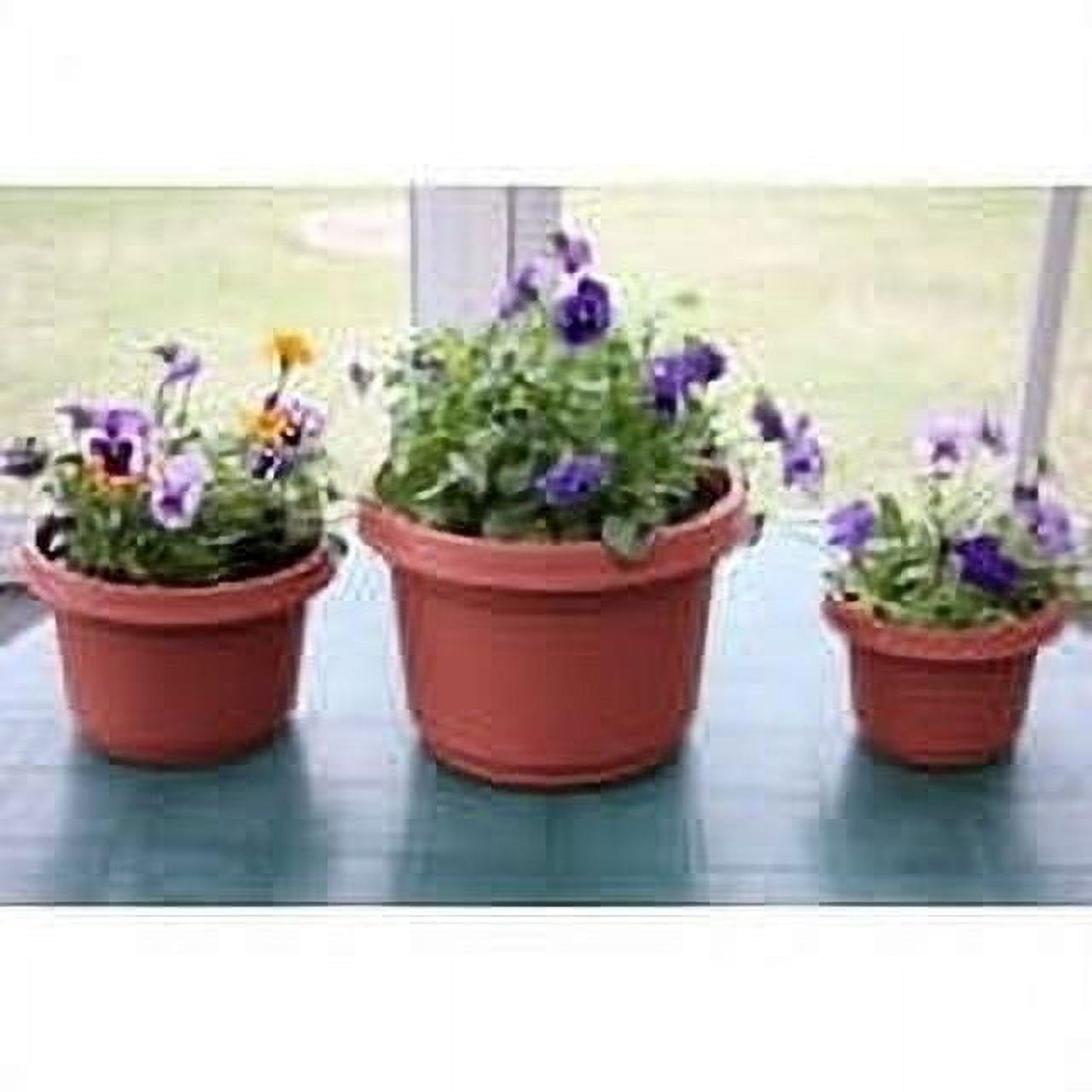 Austin Planter 12 Inch Flower Pot with Saucer Terra Cotta Colored Polypropylene (5 Pack) Made in USA