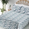 thumbnail image 3 of Ambesonne Exotic Fitted & Flat Sheet with Shams 4 Pcs Set, Grungy Tropical Leaf Pattern, King, Ivory and Slate Blue, 3 of 5