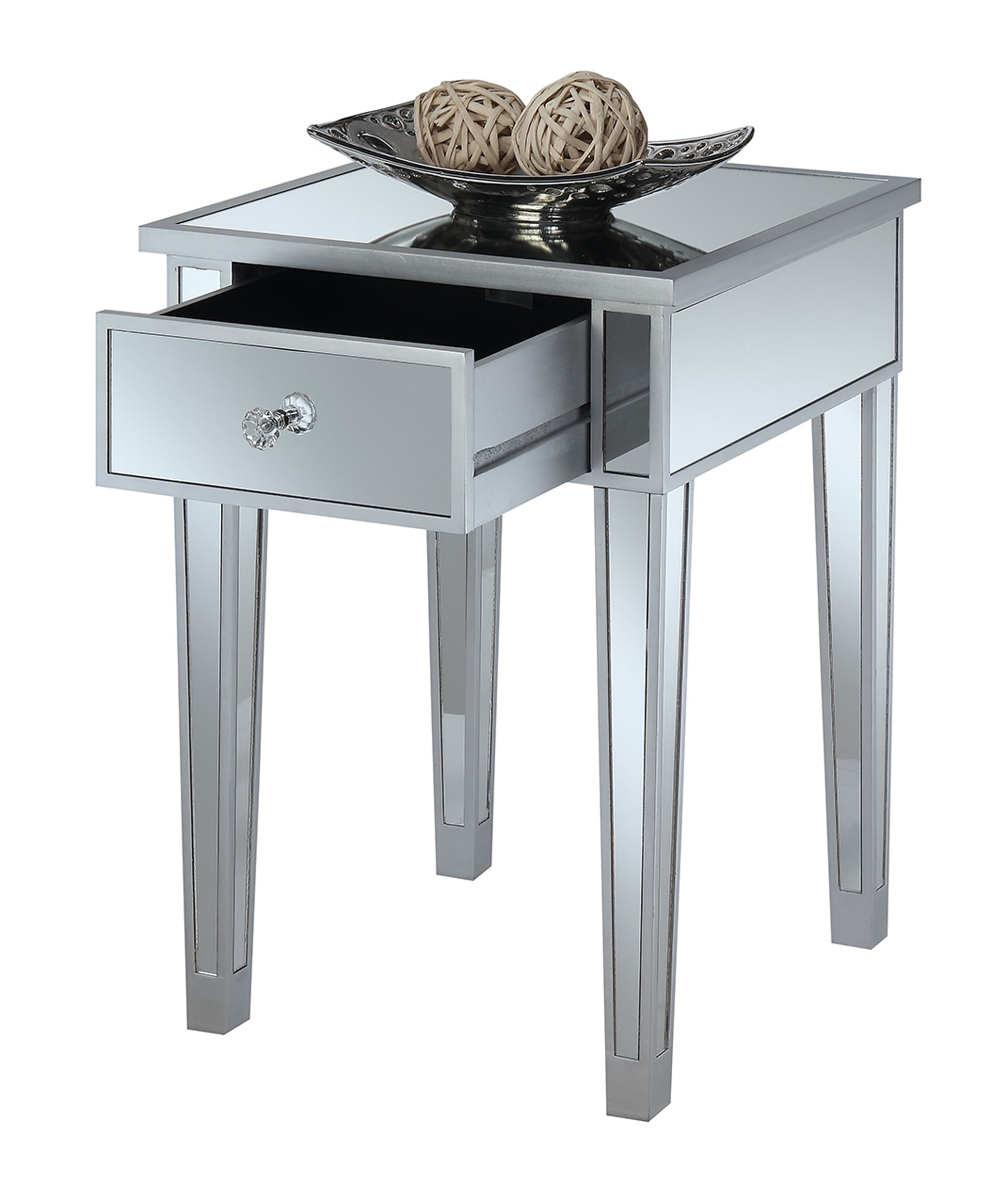 Convenience Concepts Gold Coast Mirrored End Table with Drawer, Multiple Colors