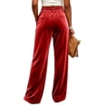 thumbnail image 5 of fatyb Womens Velour Pants Wide Leg Drawstring Velvet Trousers Dressy Business Work Pants with Pockets, 5 of 6