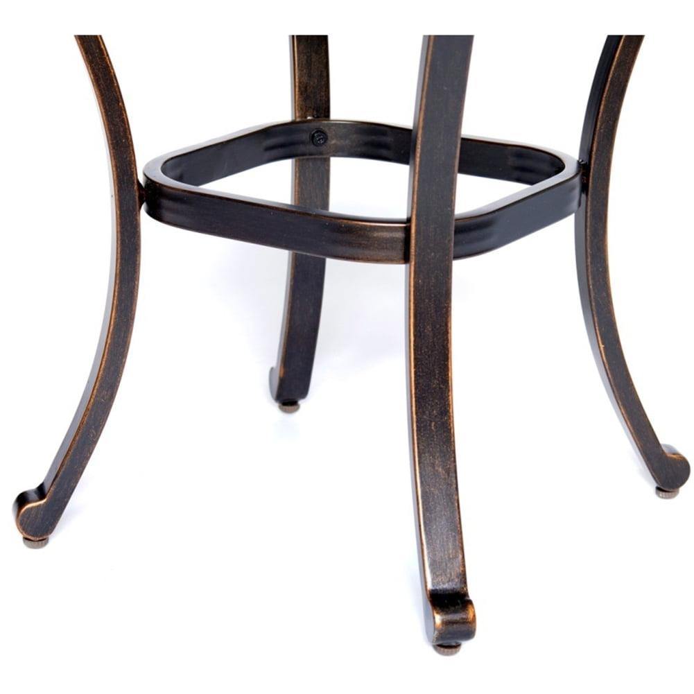 Kepooman 22" X 22" Indoor Metal Round Bistro Table with Glass Top for Living Room, Brown