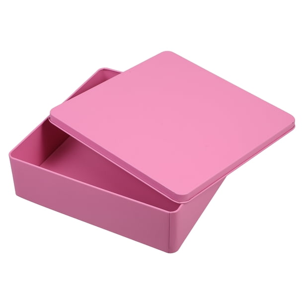 Caja de hojalata decorativa grande para guardar galletas, bocadillos y regalos en casa Contenedor de metal con tapa, ideal para organizar la cocina Rosa