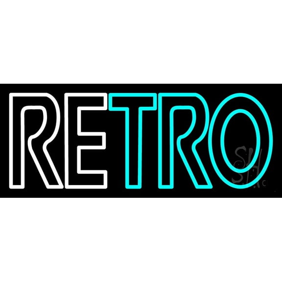 Blue Retro LED Neon Sign 13 x 32 - inches, Black Square Cut Acrylic Backing, with Dimmer - Bright and Premium built indoor LED Neon Sign for café, club, party, event and stroefront.