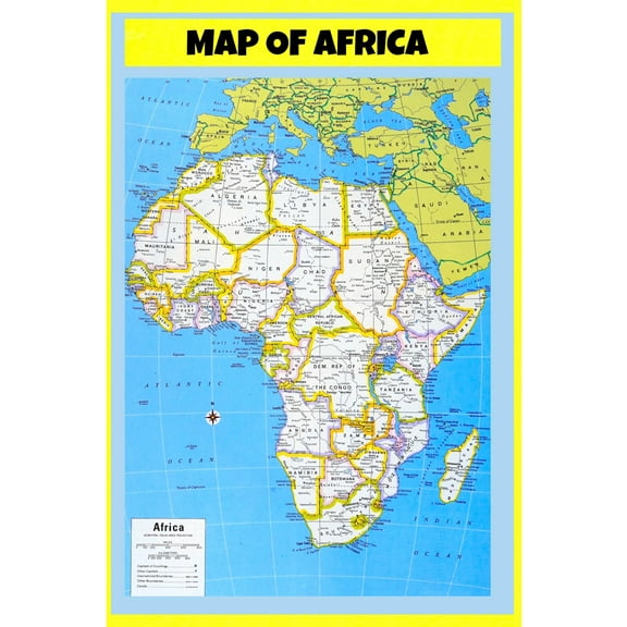 Map of Africa Style 2 - Laminated Wall Map Poster Print Perfect for Classrooms and Homes - Vivid Imagery with Bright Colors - 18x24