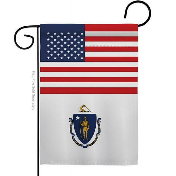 Americana Home & Garden G142772-BO 13 x 18.5 in. USA Massachusetts American State Vertical Garden Flag with Double-Sided House Decoration Banner Yard Gift